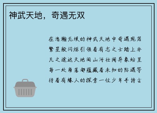 神武天地，奇遇无双